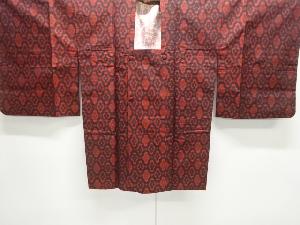 大正ロマン　抽象模様織り出し手織り節紬道行コート